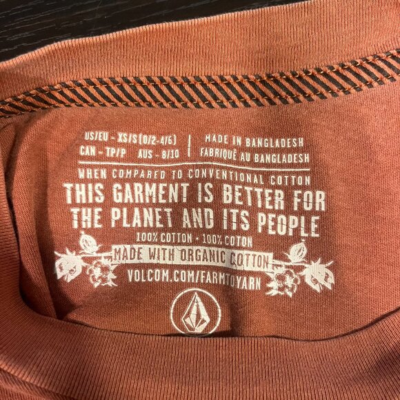 Volcom Pass The Peace Sz XS T-shirt Tee Logo Short Sleeve 100% Organic Cotton - Picture 3 of 4